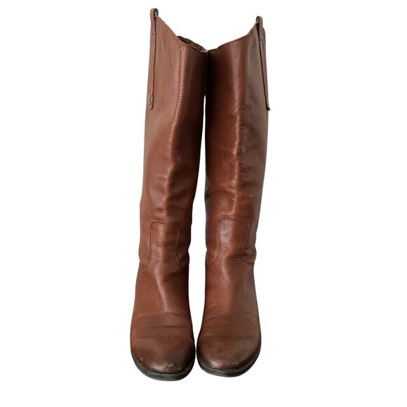 Sam Edelman Penny Back Zip Wide Calf Block Heel Riding Boots Brown Size 7 - Picture 3 of 11